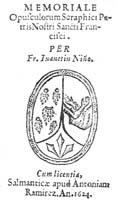 Nino, Juanetin, Memoriale opusculorum seraphici-memoriale